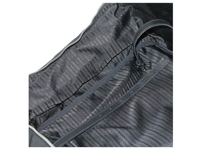 PRADA Custodia Valigia Nylon Pelle Nera Argento Auth 165055 Nero - vista 27