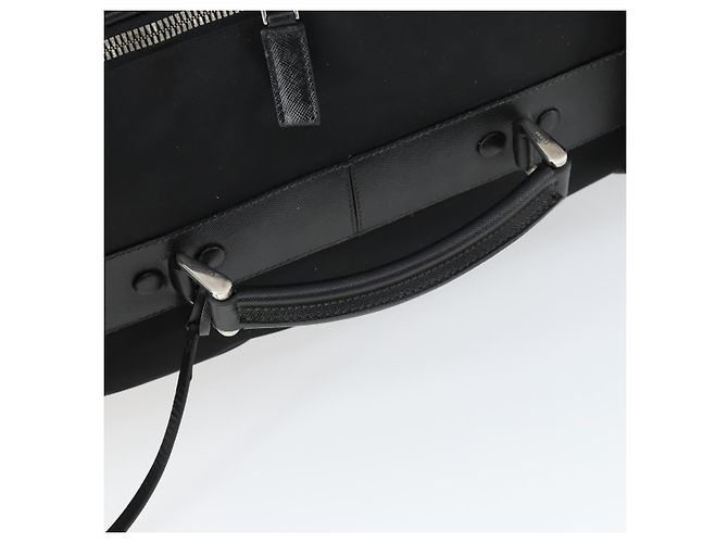 PRADA Custodia Valigia Nylon Pelle Nera Argento Auth 165055 Nero - vista 7