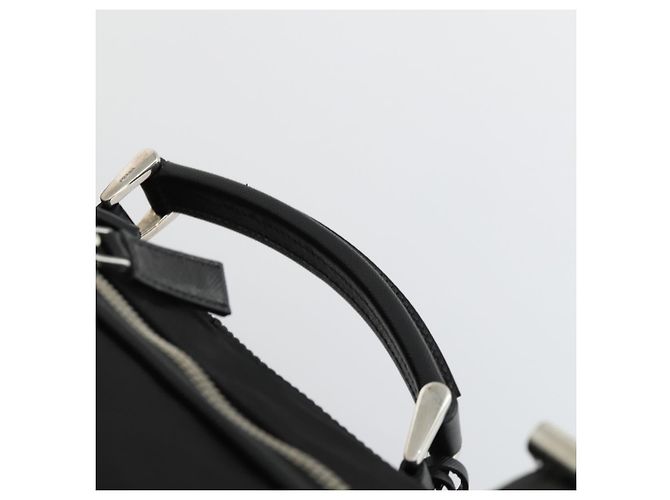 PRADA Custodia Valigia Nylon Pelle Nera Argento Auth 165055 Nero - vista 8