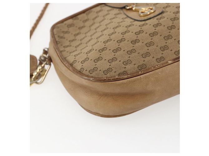 Gucci Borsa a Spalla Micro GG in Tela Beige Oro Auth ti3682 D'oro - vista 14