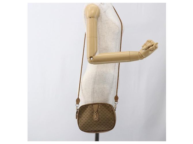 Gucci Borsa a Spalla Micro GG in Tela Beige Oro Auth ti3682 D'oro - vista 19