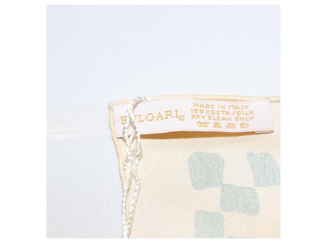 Bulgari Sciarpa in seta con motivo a mano BVLGARI ""Davide Pizzigoni"" Beige Auth BA10717V - vista 11