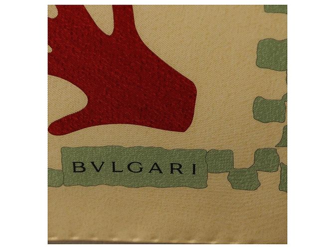 Bulgari Sciarpa in seta con motivo a mano BVLGARI ""Davide Pizzigoni"" Beige Auth BA10717V - vista 13