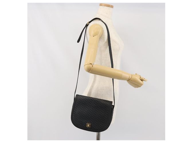 Céline CELINE Macadam Canvas Schultertasche PVC Schwarz Gold Auth ka2364 Golden - Ansicht 24
