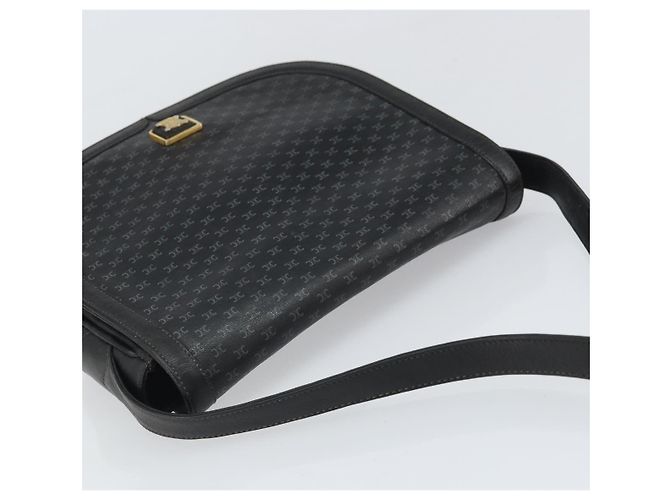 Céline CELINE Macadam Canvas Schultertasche PVC Schwarz Gold Auth ka2364 Golden - Ansicht 6