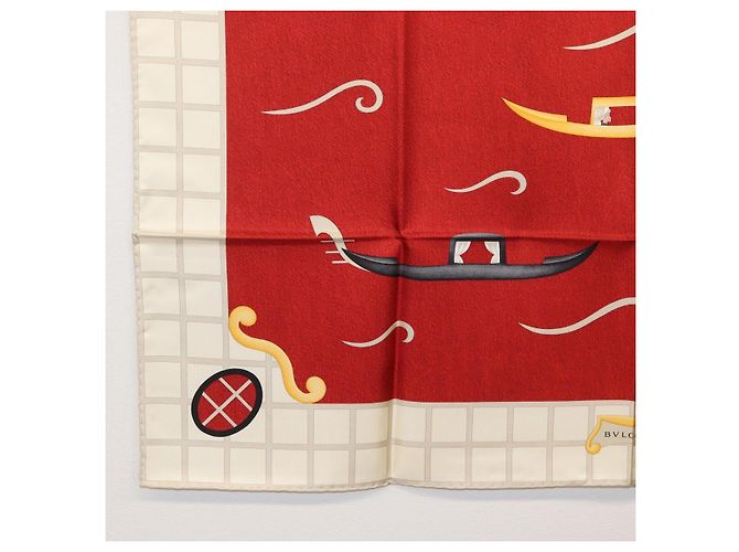 Bulgari BVLGARI Bootmuster-Schal Seide ""Davide Pizzigoni"" Rot Auth BA10715V - Ansicht 8