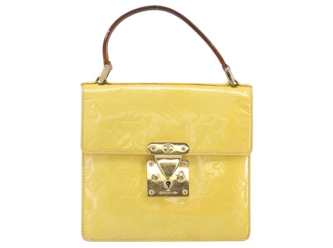 LOUIS VUITTON Borsa Spring Street Monogram Vernis Giallo Lime M91068 Auth BA10357 D'oro - vista 13