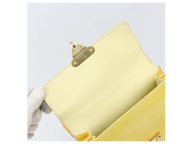 LOUIS VUITTON Borsa Spring Street Monogram Vernis Giallo Lime M91068 Auth BA10357 D'oro - vista 18