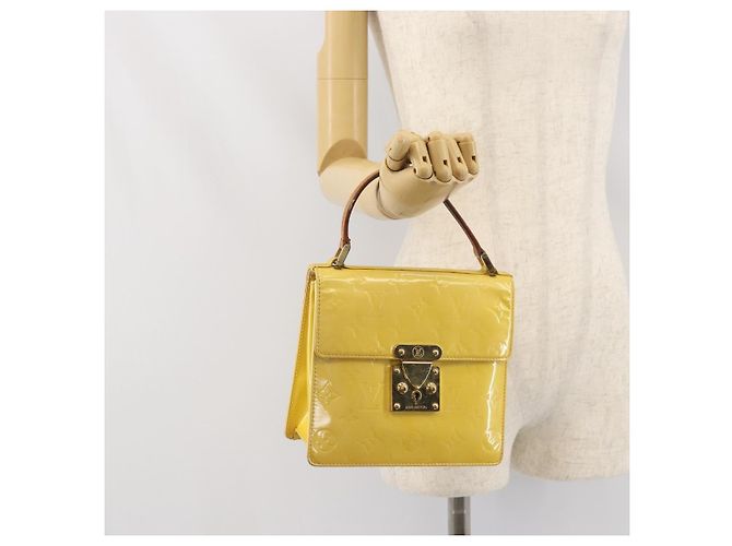 LOUIS VUITTON Borsa Spring Street Monogram Vernis Giallo Lime M91068 Auth BA10357 D'oro - vista 22