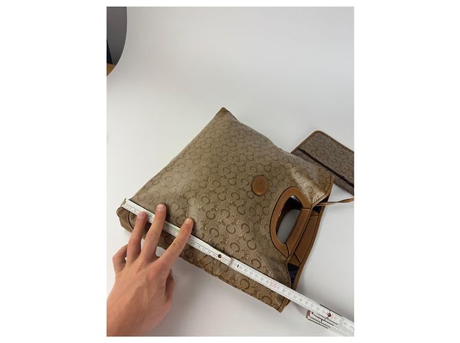 Céline Vintage Celine Paris C Monogramm Leder Tote Bag braun beige - Ansicht 11