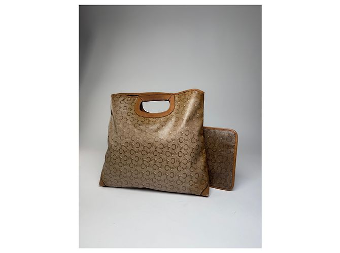 Céline Vintage Celine Paris C Monogramm Leder Tote Bag braun beige - Ansicht 13