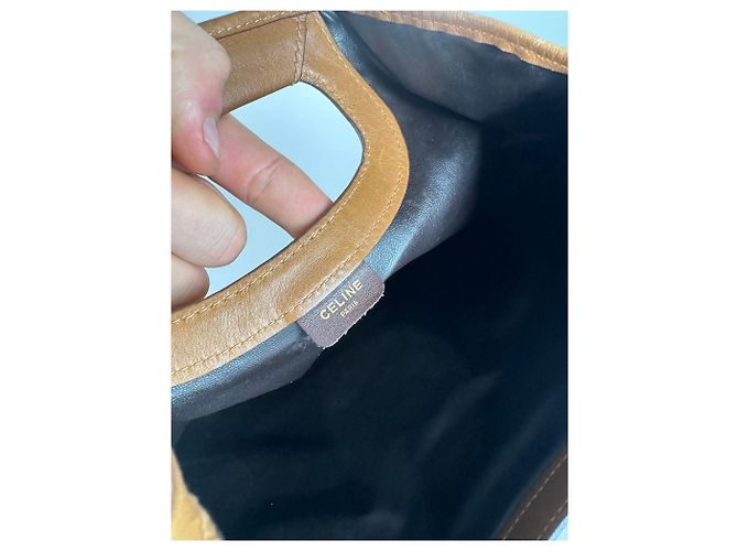 Céline Vintage Celine Paris C Monogramm Leder Tote Bag braun beige - Ansicht 4
