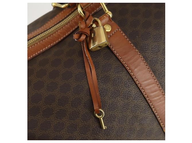 Céline Borsa Boston in tela Macadam CELINE in pelle PVC marrone oro Auth ep13278 D'oro - vista 10