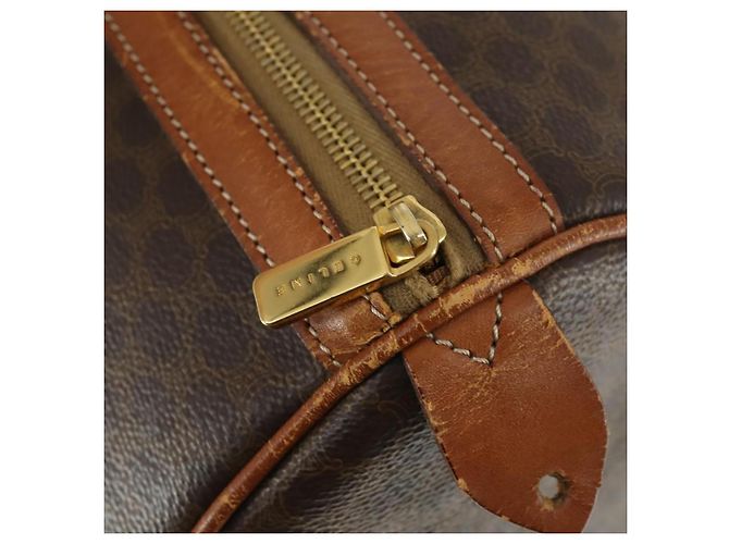 Céline Borsa Boston in tela Macadam CELINE in pelle PVC marrone oro Auth ep13278 D'oro - vista 11