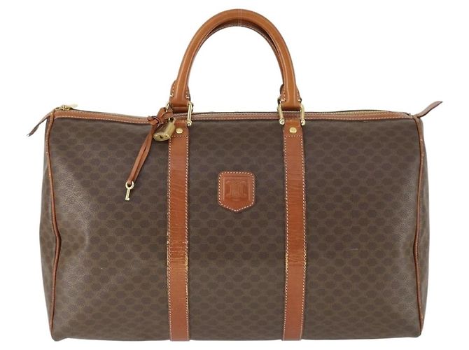 Céline Borsa Boston in tela Macadam CELINE in pelle PVC marrone oro Auth ep13278 D'oro - vista 13