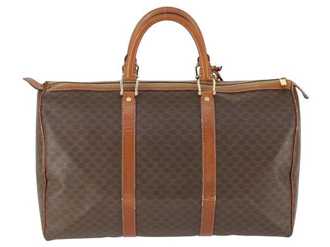 Céline Borsa Boston in tela Macadam CELINE in pelle PVC marrone oro Auth ep13278 D'oro - vista 2