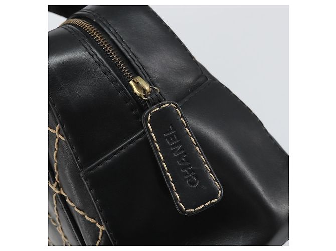 CHANEL Borsa a Mano Wild Stitch Pelle Nera Oro CC Auth BA10500V Nero D'oro - vista 10