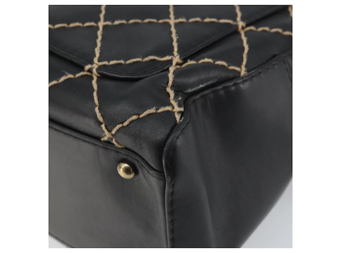 CHANEL Borsa a Mano Wild Stitch Pelle Nera Oro CC Auth BA10500V Nero D'oro - vista 15