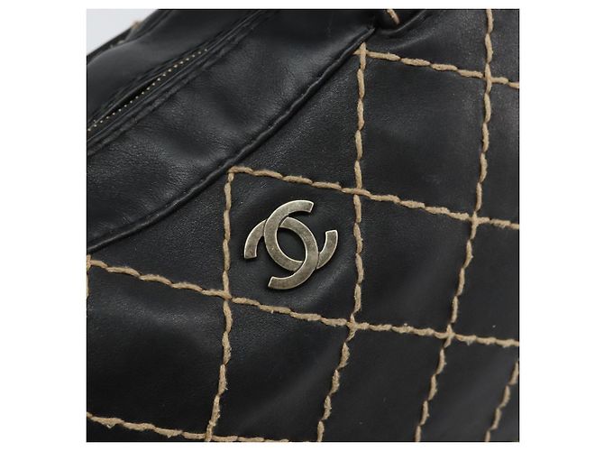 CHANEL Borsa a Mano Wild Stitch Pelle Nera Oro CC Auth BA10500V Nero D'oro - vista 17