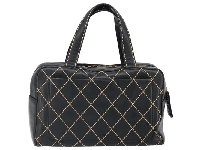 CHANEL Borsa a Mano Wild Stitch Pelle Nera Oro CC Auth BA10500V Nero D'oro - vista 2