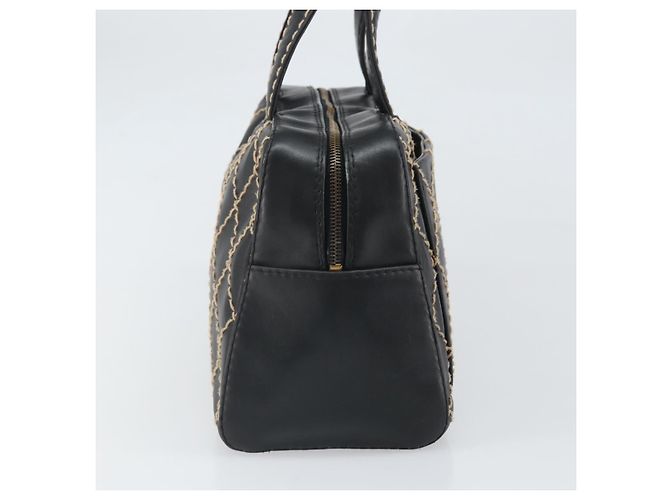 CHANEL Borsa a Mano Wild Stitch Pelle Nera Oro CC Auth BA10500V Nero D'oro - vista 3