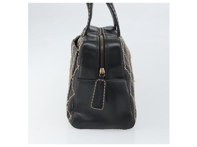 CHANEL Borsa a Mano Wild Stitch Pelle Nera Oro CC Auth BA10500V Nero D'oro - vista 4
