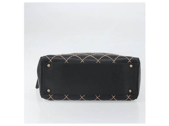 CHANEL Borsa a Mano Wild Stitch Pelle Nera Oro CC Auth BA10500V Nero D'oro - vista 5