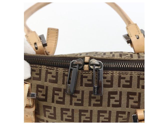 FENDI Zucchino Canvas Handtasche Beige Silber Authentisch bs33319 - Ansicht 10