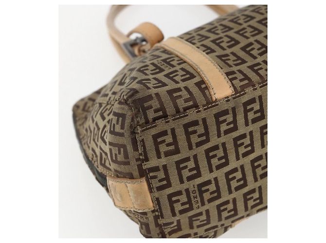 FENDI Zucchino Canvas Handtasche Beige Silber Authentisch bs33319 - Ansicht 14