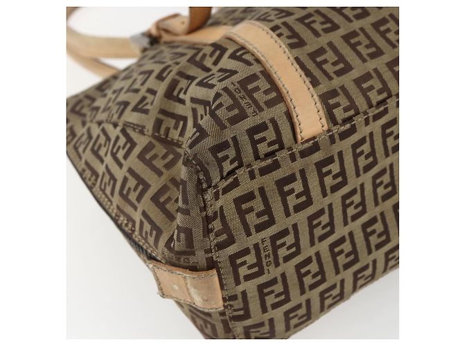 FENDI Zucchino Canvas Handtasche Beige Silber Authentisch bs33319 - Ansicht 16