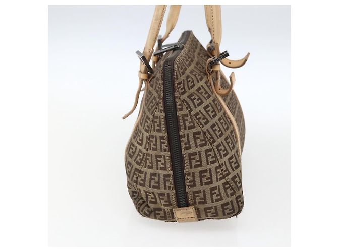 FENDI Zucchino Canvas Handtasche Beige Silber Authentisch bs33319 - Ansicht 3
