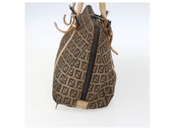FENDI Zucchino Canvas Handtasche Beige Silber Authentisch bs33319 - Ansicht 4