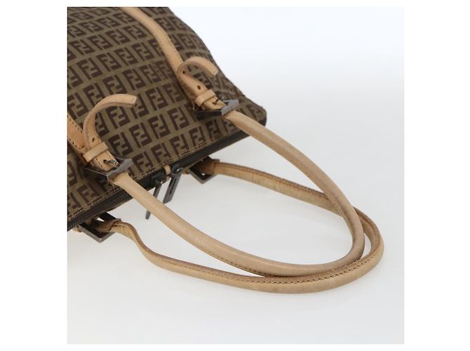 FENDI Zucchino Canvas Handtasche Beige Silber Authentisch bs33319 - Ansicht 7