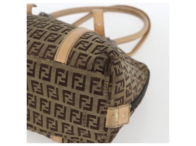 FENDI Zucchino Canvas Handtasche Beige Silber Authentisch bs33319 - Ansicht 9