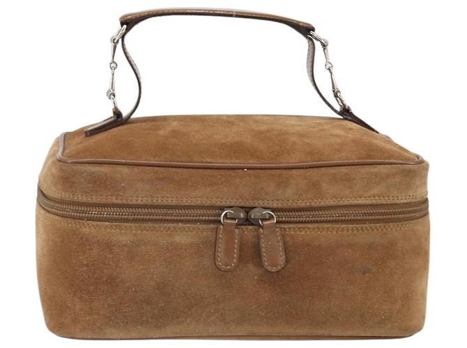 Pochette Cosmetica GUCCI Vanity in Camoscio Marrone Argento 032 1705 0140 Auth bs33363 - vista 13
