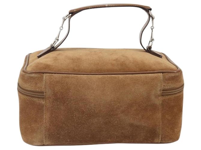 Pochette Cosmetica GUCCI Vanity in Camoscio Marrone Argento 032 1705 0140 Auth bs33363 - vista 2