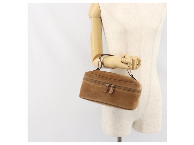 Pochette Cosmetica GUCCI Vanity in Camoscio Marrone Argento 032 1705 0140 Auth bs33363 - vista 21