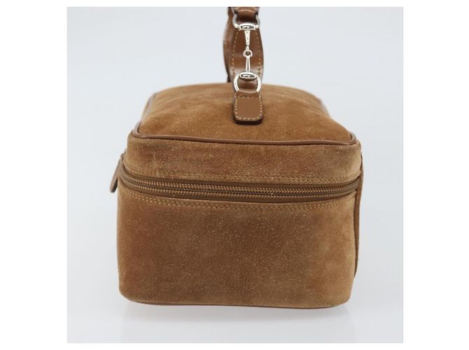 Pochette Cosmetica GUCCI Vanity in Camoscio Marrone Argento 032 1705 0140 Auth bs33363 - vista 3