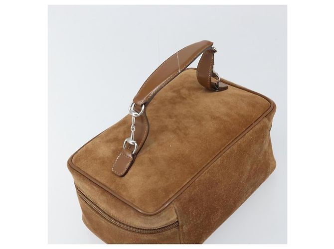 Pochette Cosmetica GUCCI Vanity in Camoscio Marrone Argento 032 1705 0140 Auth bs33363 - vista 6