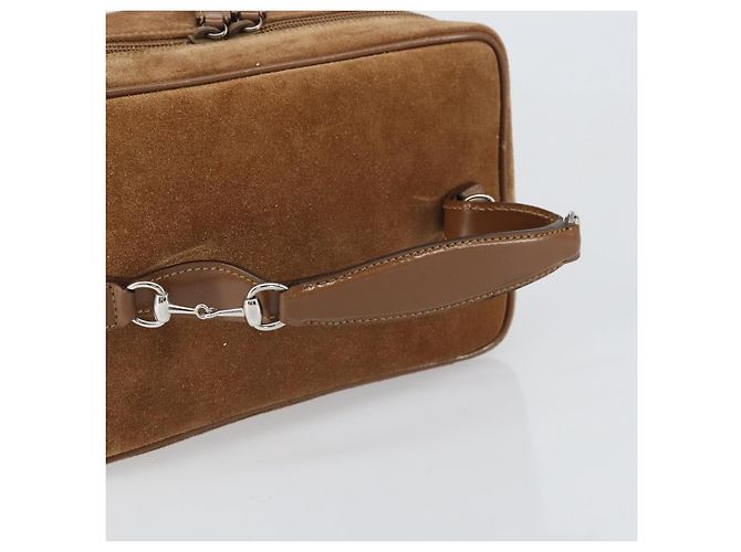 Pochette Cosmetica GUCCI Vanity in Camoscio Marrone Argento 032 1705 0140 Auth bs33363 - vista 7
