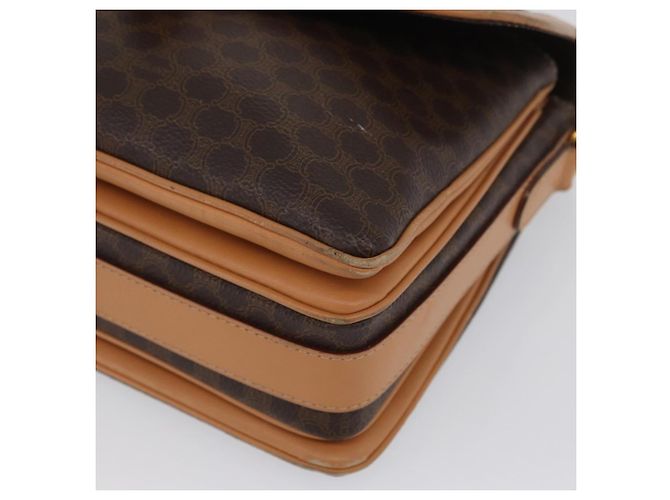 Céline Borsa a Spalla in Tela Macadam CELINE in Pelle PVC Marrone Oro Auth 170993 D'oro - vista 15