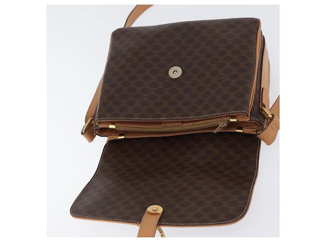 Céline Borsa a Spalla in Tela Macadam CELINE in Pelle PVC Marrone Oro Auth 170993 D'oro - vista 19