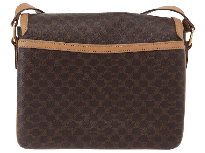 Céline Borsa a Spalla in Tela Macadam CELINE in Pelle PVC Marrone Oro Auth 170993 D'oro - vista 2