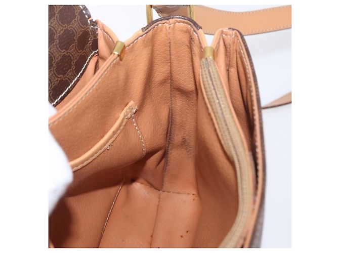 Céline Borsa a Spalla in Tela Macadam CELINE in Pelle PVC Marrone Oro Auth 170993 D'oro - vista 20