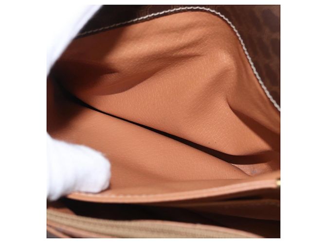 Céline Borsa a Spalla in Tela Macadam CELINE in Pelle PVC Marrone Oro Auth 170993 D'oro - vista 22