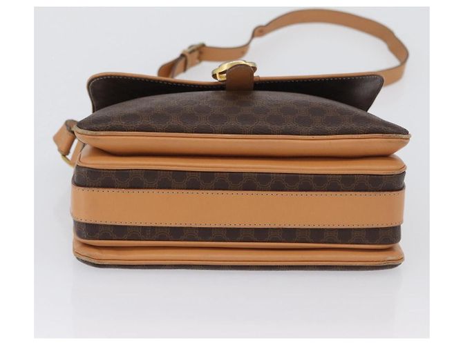 Céline Borsa a Spalla in Tela Macadam CELINE in Pelle PVC Marrone Oro Auth 170993 D'oro - vista 5
