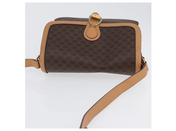 Céline Borsa a Spalla in Tela Macadam CELINE in Pelle PVC Marrone Oro Auth 170993 D'oro - vista 6