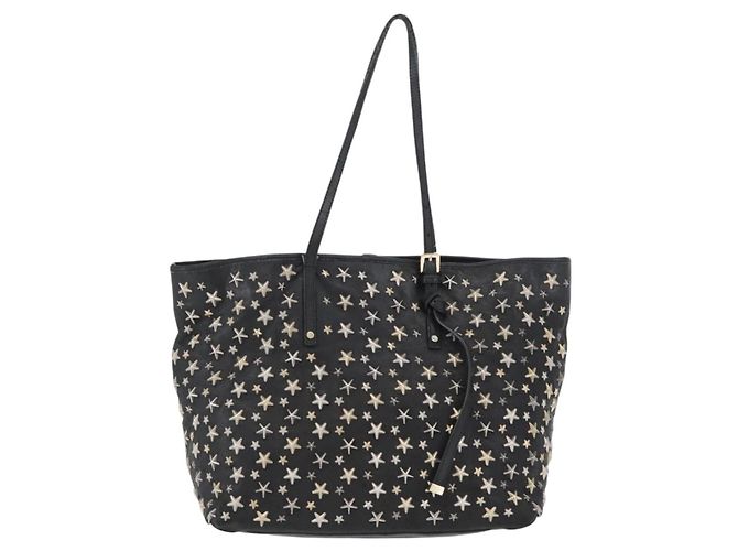 Borsa Tote in Pelle Nera e Oro Autentica BA10854 Jimmy Choo Nero D'oro - vista 13