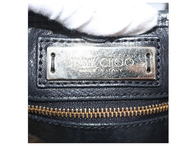 Borsa Tote in Pelle Nera e Oro Autentica BA10854 Jimmy Choo Nero D'oro - vista 17