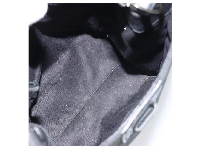 Borsa a Spalla GG Canvas Gucci Nera Argento 110292 Auth ep13049 Nero - vista 10